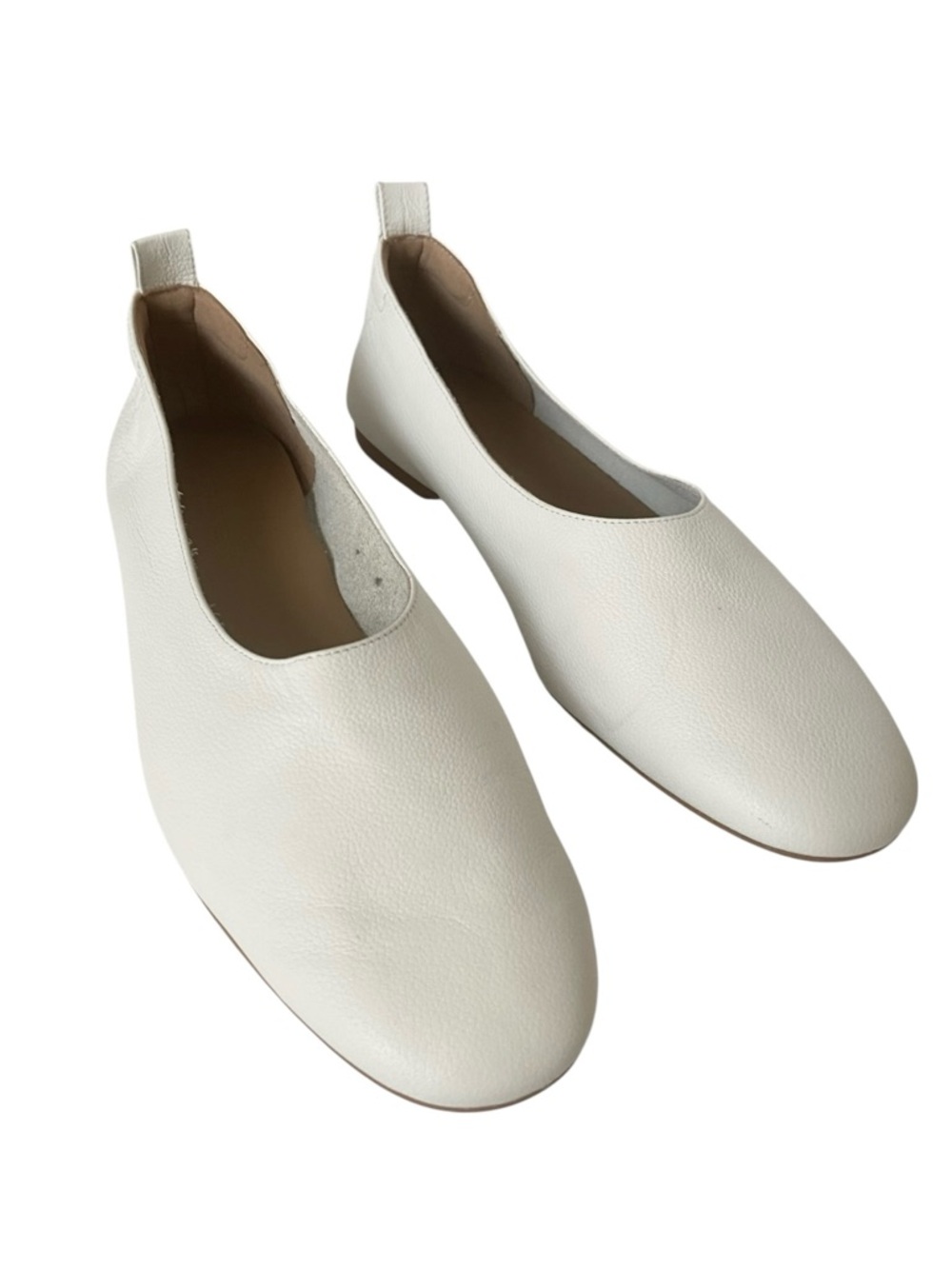 Everlane Italian Leather Day Glove Slip On Ballet Flats White Sz 10.5
